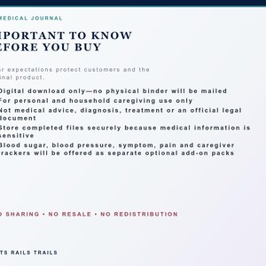 Medical Journal Printable & Fillable PDF, Caregiver Health Binder, Medication Organizer, Appointment and Medical Records Planner