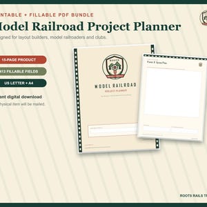 Model Railroad Project Planner Printable, Train Layout Budget and Progress Tracker, Fillable PDF, Model Train Gift