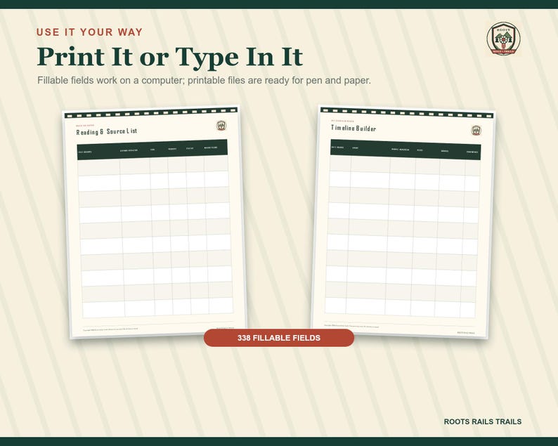 Railroad Reading and Research Log Printable, Rail History Source Tracker, Fillable PDF, Train Historian Journal