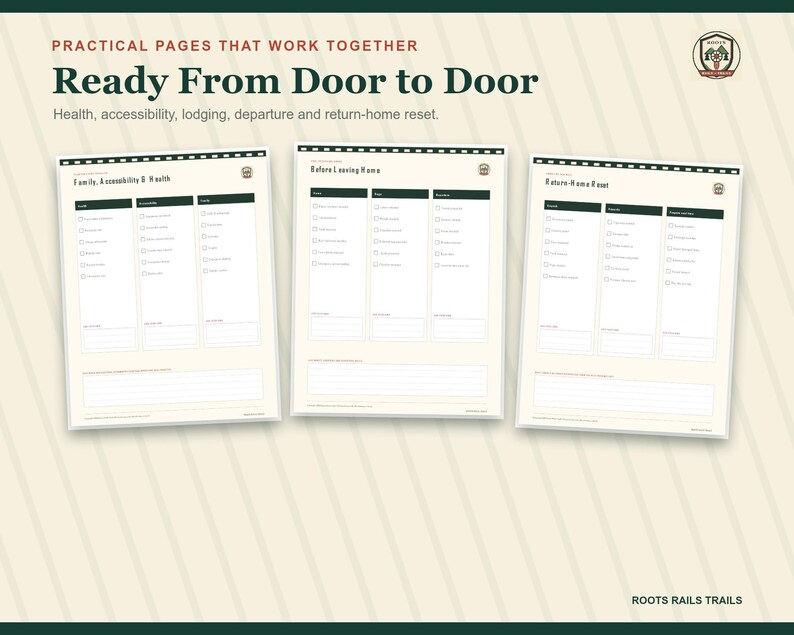 Train Travel Packing Checklist Printable, Rail Trip Essentials Planner, Fillable PDF, Railfan Vacation Organizer