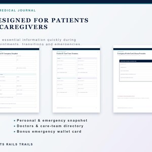 Medical Journal Printable & Fillable PDF, Caregiver Health Binder, Medication Organizer, Appointment and Medical Records Planner
