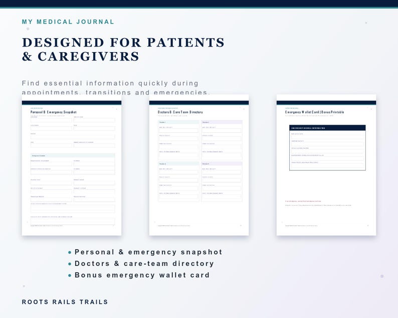 Medical Journal Printable & Fillable PDF, Caregiver Health Binder, Medication Organizer, Appointment and Medical Records Planner