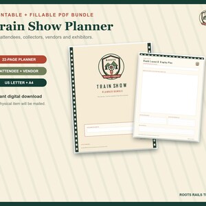 Train Show Planner Printable, Model Railroad Event Organizer, Vendor & Exhibitor Checklist, Fillable PDF, Train Collector Gift
