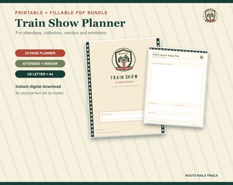 Train Show Planner Printable, Model Railroad Event Organizer, Vendor & Exhibitor Checklist, Fillable PDF, Train Collector Gift