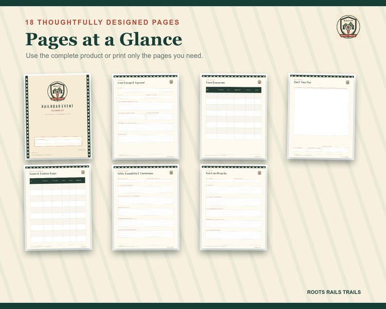 Railroad Event Planning Kit Printable, Train Club and Historical Society Organizer, Vendor Volunteer Budget Fillable PDF