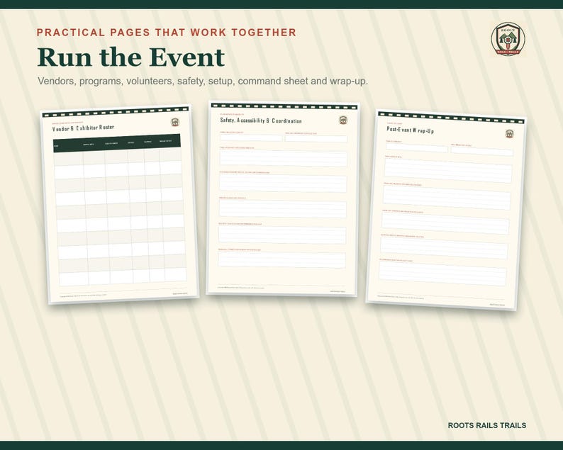 Railroad Event Planning Kit Printable, Train Club and Historical Society Organizer, Vendor Volunteer Budget Fillable PDF