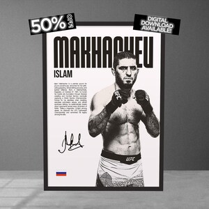 Islam Makhachev Poster, MMA Fighter Poster, MMA Poster, Wall Art, Wall Print, Sports Poster, Sports Print, Man cave, Holiday Gift