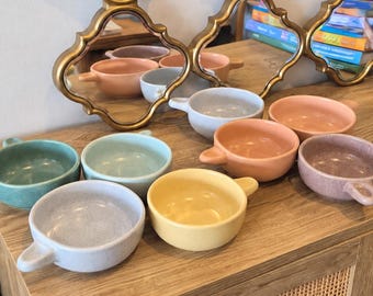 Vintage Ray Cook Speckled Ramekins Set of 8 Rare Square Harlequin Collection Mid Century Australian Pottery Retro Soup Dip Bowls nesting