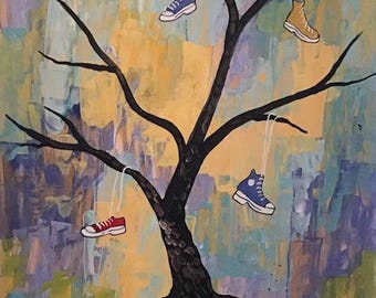 Embauchoir - Peinture abstraite acrylique 11x14