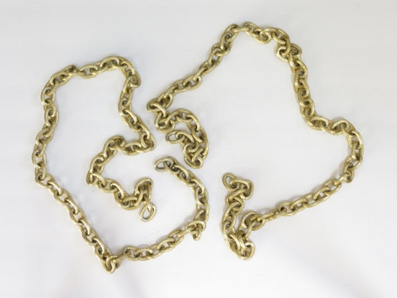 Two 49 Inch Gold Tone Club Chains - Vintage Gold … - image 8