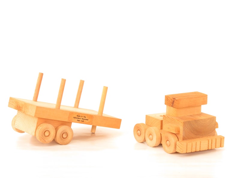 Vintage Handmade Wooden Toy Log Truck Vintage Adirondack Log Truck Toy Vintage Wooden Truck image 7