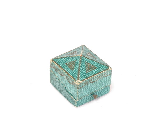 Vintage Green Ring Box - 20s Velvet Lined Ring Box