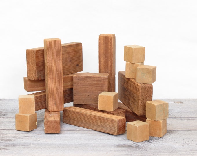 Set of Old Wooden Childrens Blocks Vintage Wooden Building Etsy