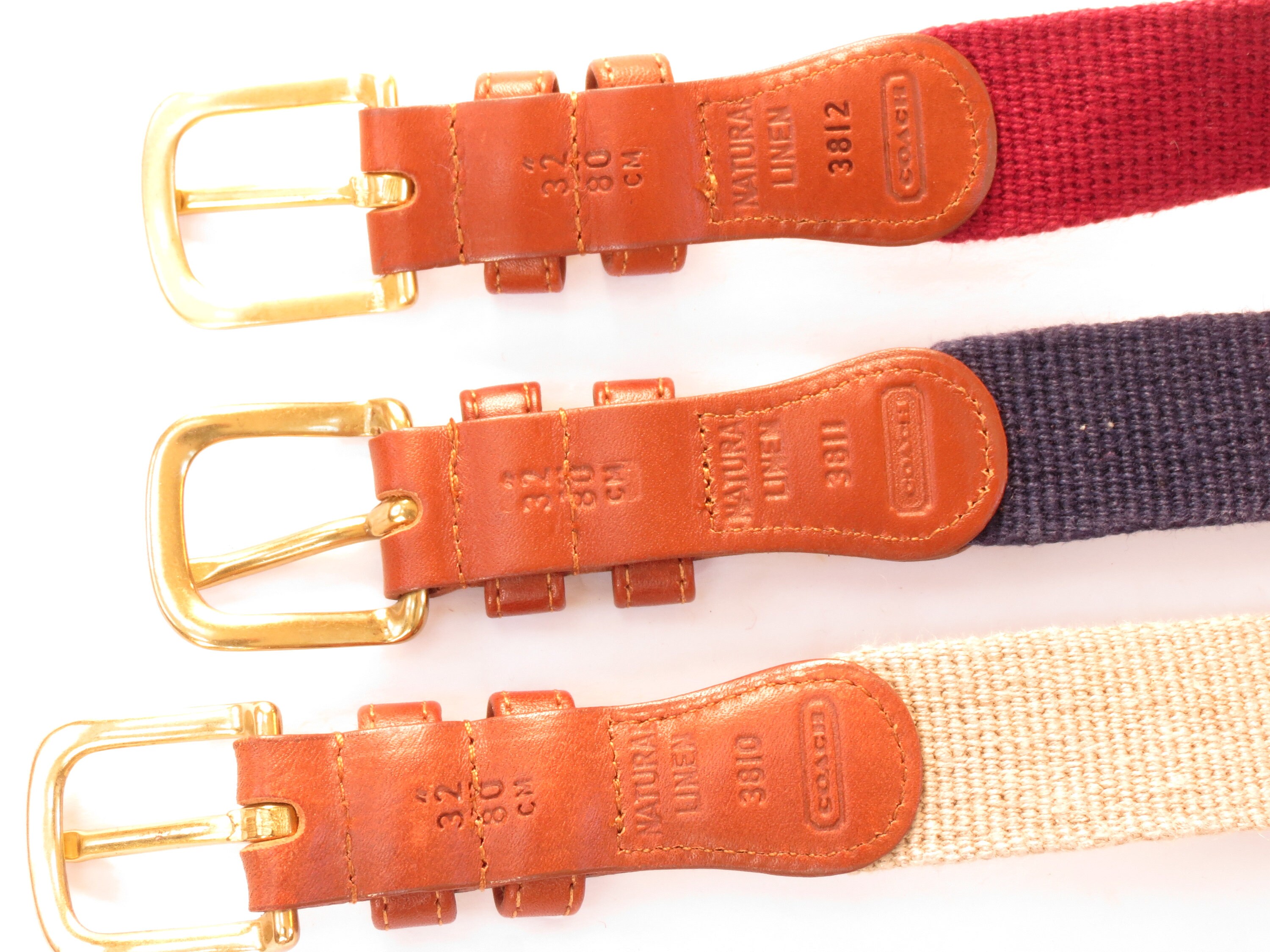 3 80s Coach Web Belts - 3 Vintage Coach Size 32 Web Belts  display picture 2
