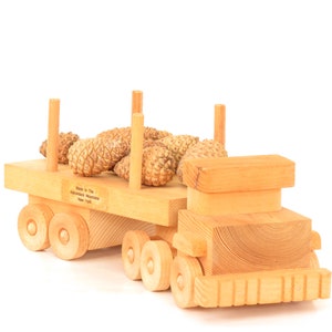 Vintage Handmade Wooden Toy Log Truck Vintage Adirondack Log Truck Toy Vintage Wooden Truck image 5