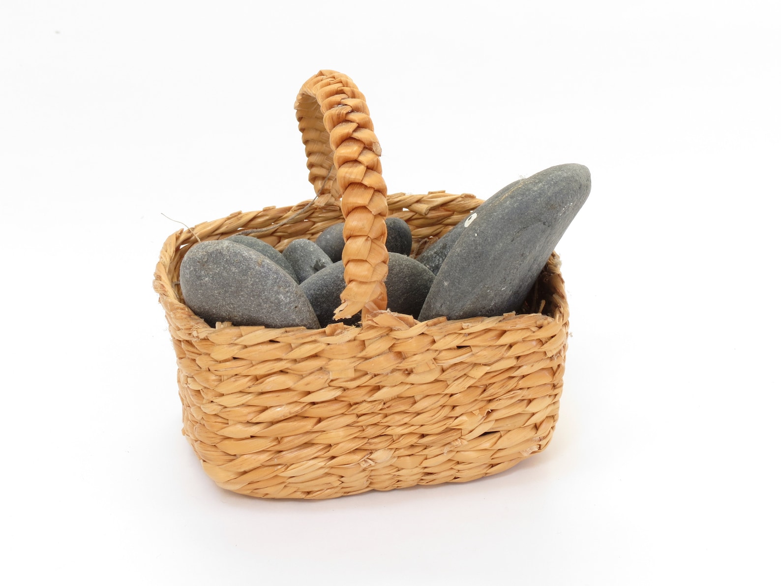 Vintage Basket of Rock People Vintage Boho Painted Rocks Etsy