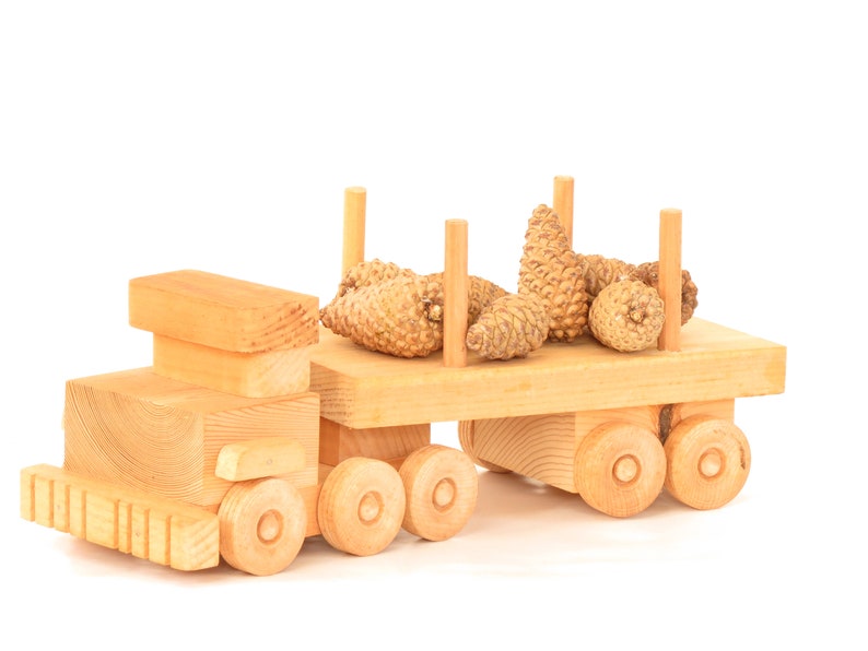 Vintage Handmade Wooden Toy Log Truck Vintage Adirondack Log Truck Toy Vintage Wooden Truck image 4