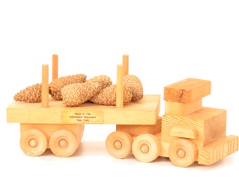 Vintage Handmade Wooden Toy Log Truck - Vintage Adirondack Log Truck Toy - Vintage Wooden Truck