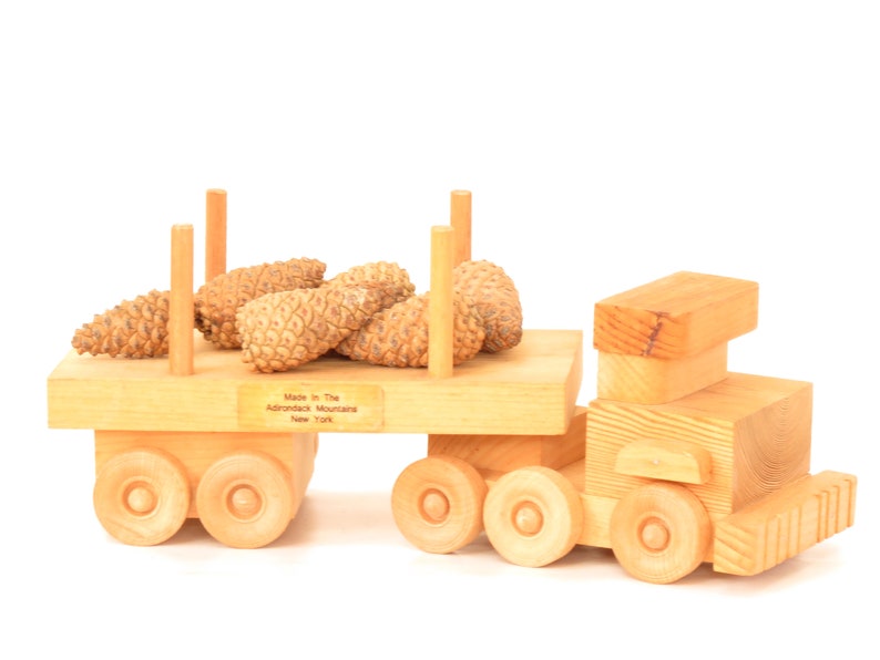 Vintage Handmade Wooden Toy Log Truck Vintage Adirondack Log Truck Toy Vintage Wooden Truck image 1