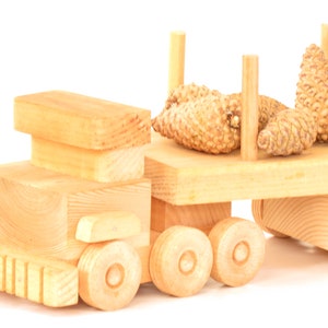 Vintage Handmade Wooden Toy Log Truck Vintage Adirondack Log Truck Toy Vintage Wooden Truck image 3