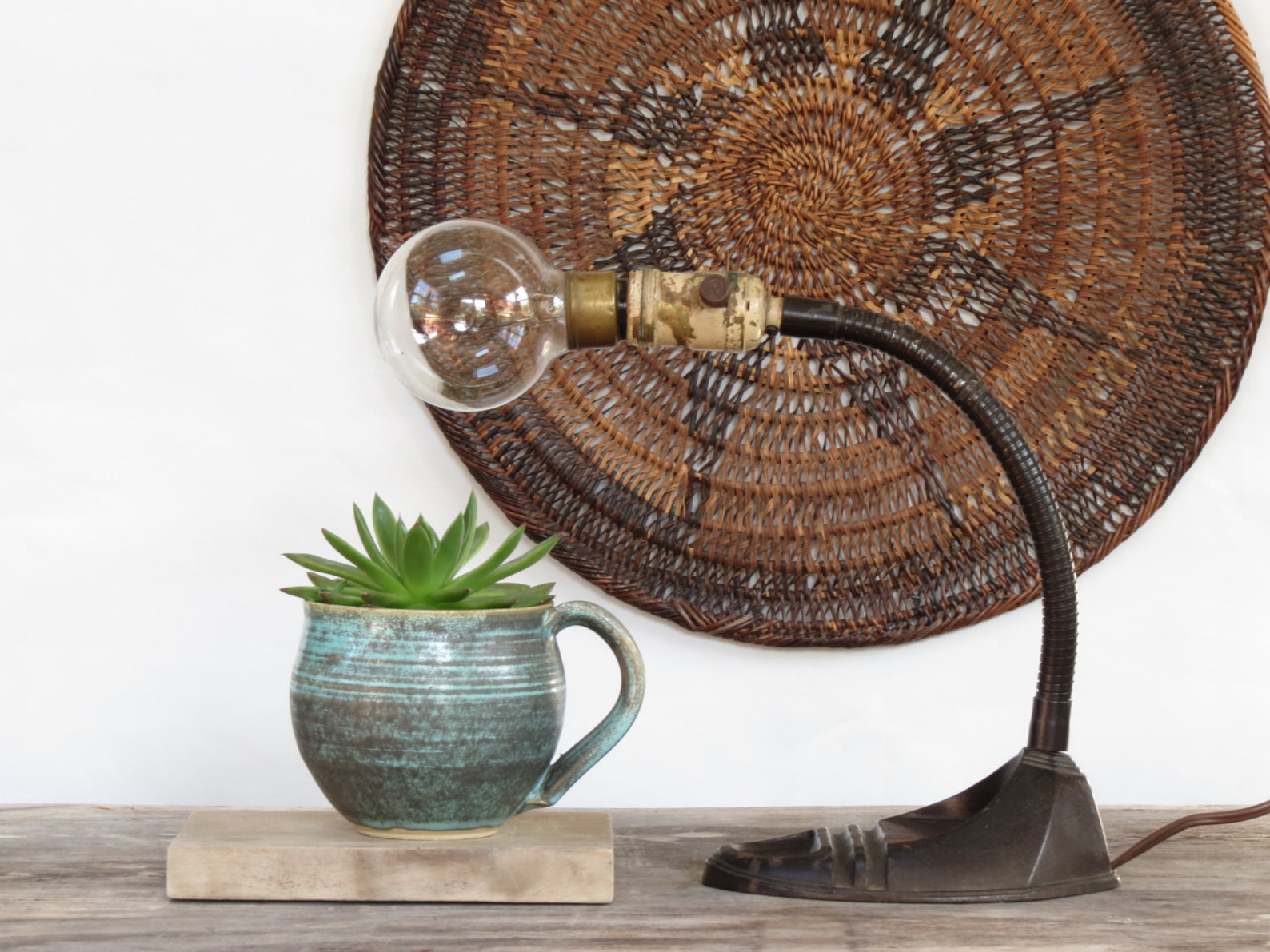 Vintage Cast Iron Gooseneck Lamp Antique Gooseneck Lamp Etsy