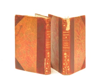 Pair of Antique Leather Bound Stoddard's Lecture Books - Vintage Leather Books - 1903 Leather Stoddard Books - Old Book Decor