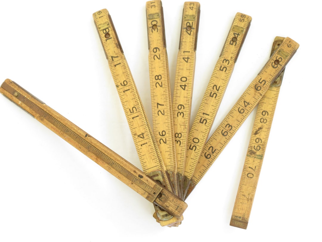 Long Old Ruler Vintage Wood and Brass 71 Inch Extension Ruler - Old Wooden Ruler ...