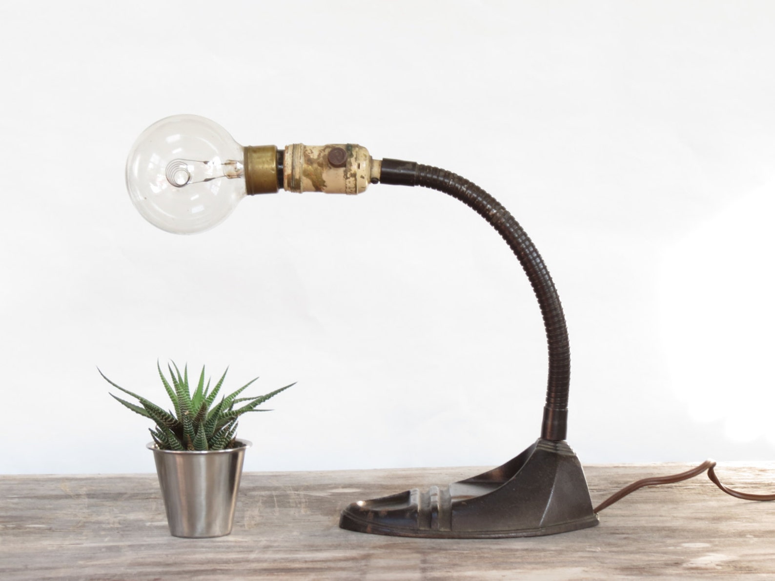 Vintage Cast Iron Gooseneck Lamp Antique Gooseneck Lamp Etsy