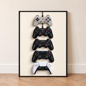 PlayStation Controller Wall Art, Gaming Evolution Poster, Retro Gamer Room Decor