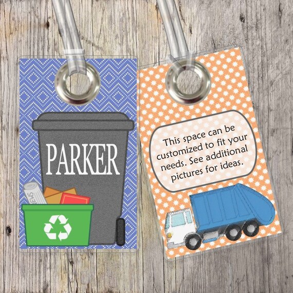Trash Can Trash Truck Garbage Truck Custom Tags for Etsy