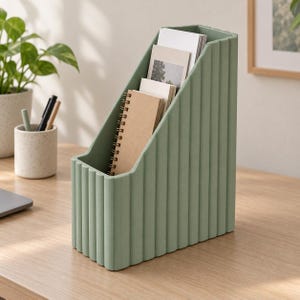 Fluted File Holder STL, Desktop Paper Organizer, Magazine Holder, Office Storage 3D Print File