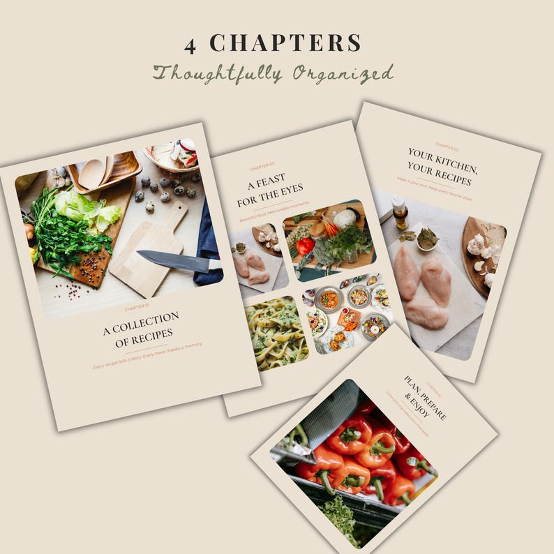 Editable Recipe Book Template, Canva Cookbook Planner, 40 Page Digital ...