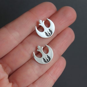 Star Wars Rebel Earrings–Sterling Silver Jedi Studs–Sci Fi Jewelry–Geek Gift for Her–Nerd Accessories– Handmade Oxidized Earrings-Fan Gift