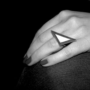 Sterling Silver Triangle Ring-Oxidized Sterling Silver ring-Egyptian Ring-Geometric Jewelry-Matte Finish-Adjustable
