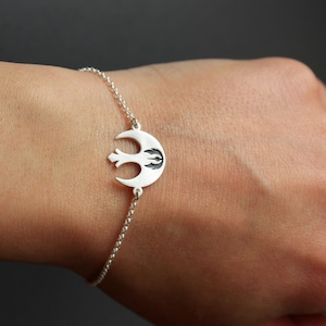 Sterling Silver 925 Star Wars Bracelet-Chain Bracelet-Rebel Alliance Star Wars-Charm-Star Wars Jedi-Oxidized Satin Finish-Geek Star Wars