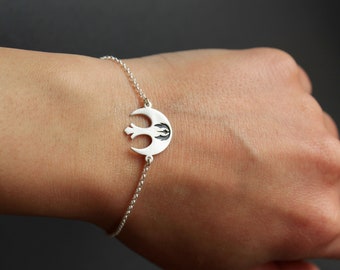 Sterling Silver 925 Star Wars Bracelet-Chain Bracelet-Rebel Alliance Star Wars-Charm-Star Wars Jedi-Oxidized Satin Finish-Geek Star Wars