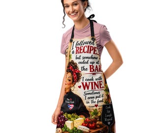 Cooking With Wine Funny Kitchen Apron