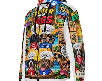 The Rican Cook Happy Dogs Tropical All Over Print Zip Hoodie
