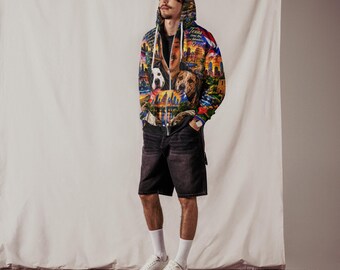 Good Dogs Better Days – Texas, New York & Puerto Rican Pride All-Over Print Zip Hoodie