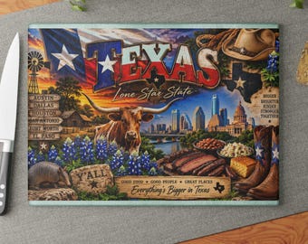 Texas Lone Star State Cutting Board  Good Food Good People Great Places