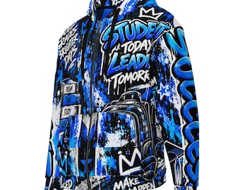 Custom School Spirit Graffiti Zip Hoodie Personalized Mascot