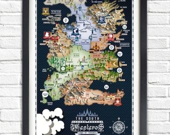 Game of Thrones - The SOUTH - Westeros Map - 19x13 Poster