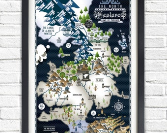 Game of Thrones - The NORTH - PORTRAIT - Westeros Map - 19x13 Poster
