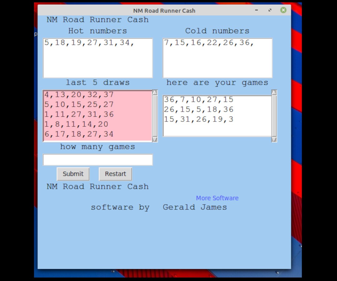 New Mexico Road Runner Cash Numbers Software for Windows 7 8 Etsy