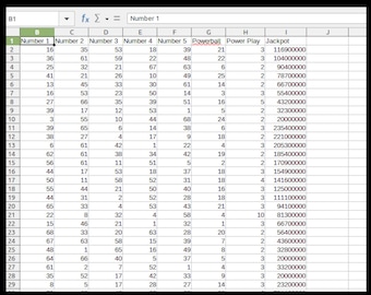 Powerball Lottery Numbers CSV file of numbers since 2006
