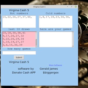 Virginia  Cash 5 Numbers software  for Windows 7 , 8 & 10