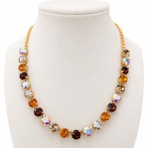 Falling For You Austrian Crystal Rhinestone Necklace in Gold