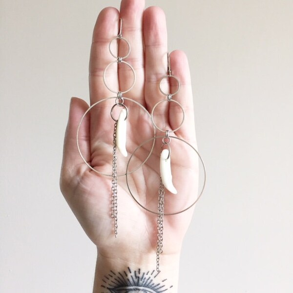Coyote Tooth Talisman Earrings (Silver)