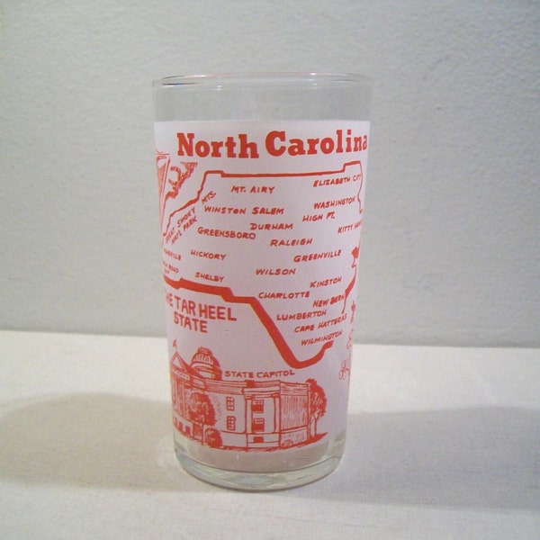 Vintage North Carolina Travel Glass