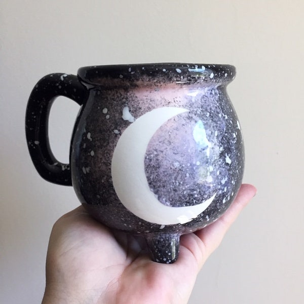 Witch's Brew Galaxy Cauldron Mug (Black and Pink)